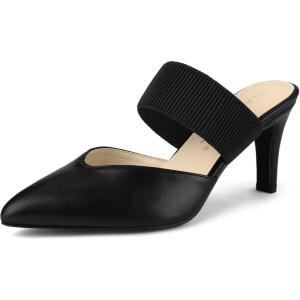 imageAllegra K Womens Pointed Toe Elastic Strap Stiletto Heels MulesBlack