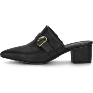 imageAllegra K Womens Pointed Toe Slip on Block Heel Sandals MulesBlack