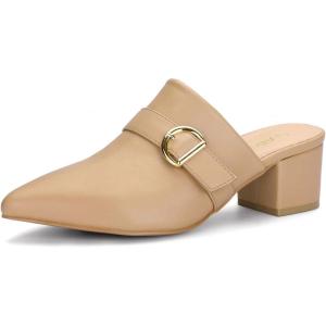 imageAllegra K Womens Pointed Toe Slip on Block Heel Sandals MulesKhaki