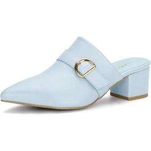imageAllegra K Womens Pointed Toe Slip on Block Heel Sandals MulesSky Blue