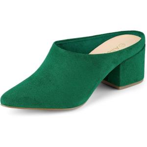 imageAllegra K Womens Pointed Toe Slip on Block Heel Slide MulesGreen