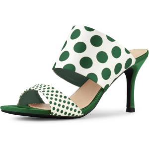 imageAllegra K Womens Polka Dots Stiletto Heel Slides SandalsDark Green