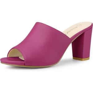 imageAllegra K Womens Slip on Block Heel Slide SandalsHot Pink