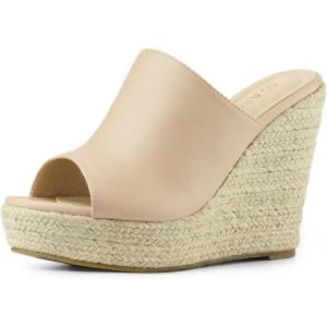 imageAllegra K Womens Slip on Platform Sandals Espadrilles Wedges Slides MulesBeige