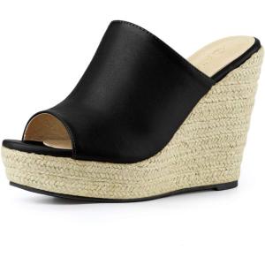 imageAllegra K Womens Slip on Platform Sandals Espadrilles Wedges Slides MulesBlack