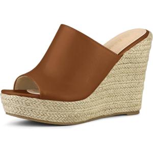 imageAllegra K Womens Slip on Platform Sandals Espadrilles Wedges Slides MulesBrown1