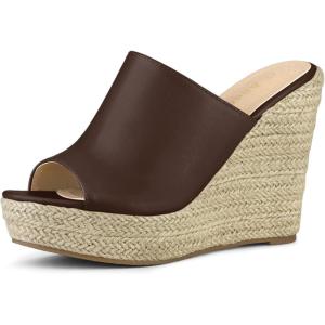 imageAllegra K Womens Slip on Platform Sandals Espadrilles Wedges Slides MulesCoffee