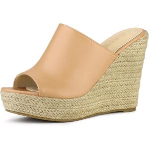 imageAllegra K Womens Slip on Platform Sandals Espadrilles Wedges Slides MulesSepia