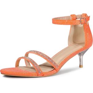 imageAllegra K Womens Stiletto Kitten Heels Glitter Heel SandalsOrange