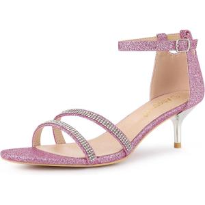 imageAllegra K Womens Stiletto Kitten Heels Glitter Heel SandalsPink