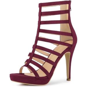 imageAllegra K Womens Stiletto Platform Heels Strappy Gladiator Heel SandalsBurgundy