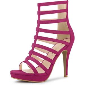 imageAllegra K Womens Stiletto Platform Heels Strappy Gladiator Heel SandalsHot Pink