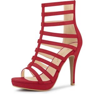 imageAllegra K Womens Stiletto Platform Heels Strappy Gladiator Heel SandalsRed