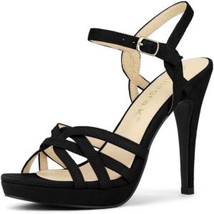 imageAllegra K Womens Strappy Platform Heels Stiletto Heel SandalsBlack