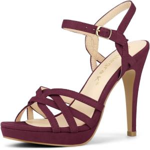 imageAllegra K Womens Strappy Platform Heels Stiletto Heel SandalsBurgundy