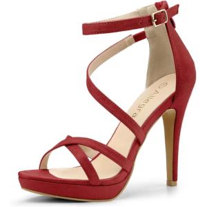 imageAllegra K Womens Strappy Platform Stiletto Heels SandalsRed