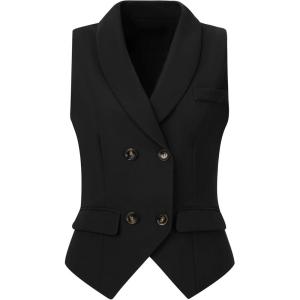 imageAllegra K Womens Suit Vest Double Breasted Business Lapel Dressy Waistcoat VestBlack