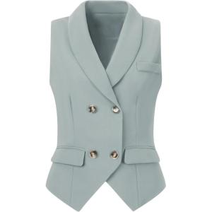 imageAllegra K Womens Suit Vest Double Breasted Business Lapel Dressy Waistcoat VestGray