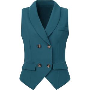 imageAllegra K Womens Suit Vest Double Breasted Business Lapel Dressy Waistcoat VestLake Blue