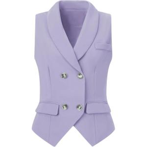 imageAllegra K Womens Suit Vest Double Breasted Business Lapel Dressy Waistcoat VestLight Purple