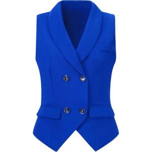imageAllegra K Womens Suit Vest Double Breasted Business Lapel Dressy Waistcoat VestRoyal Blue