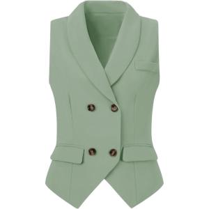 imageAllegra K Womens Suit Vest Double Breasted Business Lapel Dressy Waistcoat VestSea Green