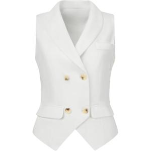 imageAllegra K Womens Suit Vest Double Breasted Business Lapel Dressy Waistcoat VestWhite