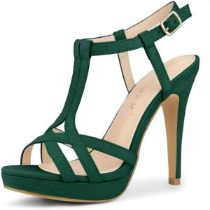 imageAllegra K Womens T Strap Slingback Platform Stiletto Heel SandalsEmerald Green