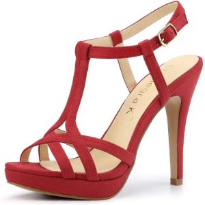 imageAllegra K Womens T Strap Slingback Platform Stiletto Heel SandalsRed