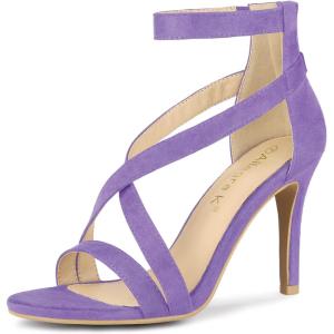 imageAllegra K Womens Zipper Ankle Strap Stiletto Heel SandalsLight Purple