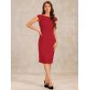 imageAllegra K Business Casual Dress for Womens Cap Sleeve Boat Neck Belted Pencil DressRed