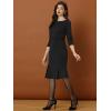 imageAllegra K Business Elegant Funeral Dresses for Womens Boat Neck 34 Sleeve Pleated Modest Midi DressBlack