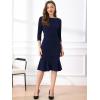 imageAllegra K Business Elegant Funeral Dresses for Womens Boat Neck 34 Sleeve Pleated Modest Midi DressDark Blue