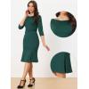 imageAllegra K Business Elegant Funeral Dresses for Womens Boat Neck 34 Sleeve Pleated Modest Midi DressDark Green