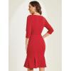 imageAllegra K Business Elegant Funeral Dresses for Womens Boat Neck 34 Sleeve Pleated Modest Midi DressRed