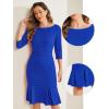 imageAllegra K Business Elegant Funeral Dresses for Womens Boat Neck 34 Sleeve Pleated Modest Midi DressRoyal Blue