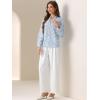 imageAllegra K Casual Boho Blouse for Womens V Neck Printed Top Long Sleeve Dressy BlouseBlue