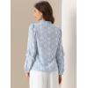 imageAllegra K Casual Boho Blouse for Womens V Neck Printed Top Long Sleeve Dressy BlouseBlue