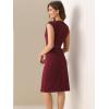 imageAllegra K Elegant Business Dress for Womens Cap Sleeve Belted Wear to Work Sheath DressesBurgundy