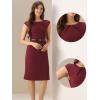 imageAllegra K Elegant Business Dress for Womens Cap Sleeve Belted Wear to Work Sheath DressesBurgundy