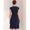 imageAllegra K Elegant Business Dress for Womens Cap Sleeve Belted Wear to Work Sheath DressesDark Blue
