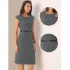 imageAllegra K Elegant Business Dress for Womens Cap Sleeve Belted Wear to Work Sheath DressesDark Grey