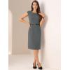 imageAllegra K Elegant Business Dress for Womens Cap Sleeve Belted Wear to Work Sheath DressesDark Grey