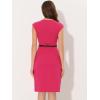 imageAllegra K Elegant Business Dress for Womens Cap Sleeve Belted Wear to Work Sheath DressesHot Pink