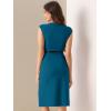 imageAllegra K Elegant Business Dress for Womens Cap Sleeve Belted Wear to Work Sheath DressesLake Blue