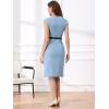 imageAllegra K Elegant Business Dress for Womens Cap Sleeve Belted Wear to Work Sheath DressesLight Blue