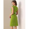 imageAllegra K Elegant Business Dress for Womens Cap Sleeve Belted Wear to Work Sheath DressesLight Green
