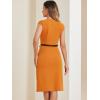imageAllegra K Elegant Business Dress for Womens Cap Sleeve Belted Wear to Work Sheath DressesOrange