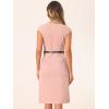 imageAllegra K Elegant Business Dress for Womens Cap Sleeve Belted Wear to Work Sheath DressesPink