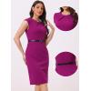 imageAllegra K Elegant Business Dress for Womens Cap Sleeve Belted Wear to Work Sheath DressesPurple